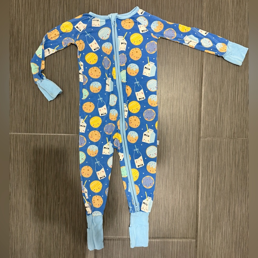 Little Sleepies Milk and Cookies Bamboo Zippy Pajamas Size 12-18m